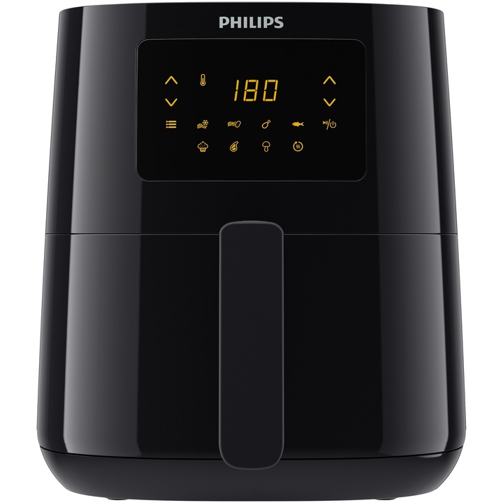 Philips Essential Airfryer HD9252/90 Forrólevegős fritőz, 4.1l, Digitális kijelző, 7 előre beállított program, Könnyű tisztítás, Fekete