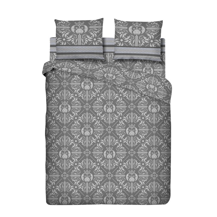 Lenjerie de pat dubla, Bedora, King Size, Wol, TC200, 4 piese, 200x220 cm, bumbac satinat