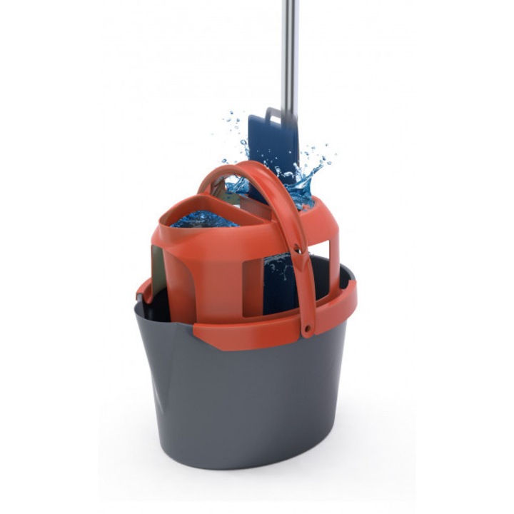 Galeata cu storcator pentru mop plat Nordic Stream, 10 L, Gri