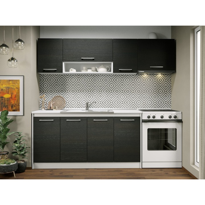 Set Bucatarie Mina, 220cm, c18, culoare/AlbFerara, Pal melaminat