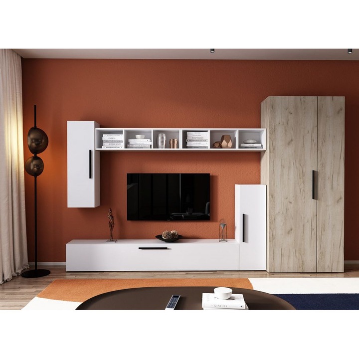 Living Pati 075cu Dulap, AlbMat, pal melaminat, L 293.8 x A 35 x H 185 cm