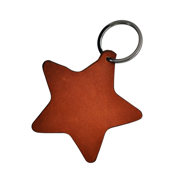Breloc chei Smallet din piele naturala, sub forma de stea, maro