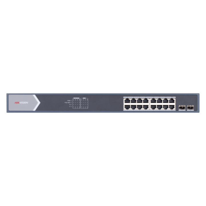 16-портов гигабитов PoE превключвател, 2-портов SFP, интелигентно управление - HIKVISION DS-3E1518P-SI