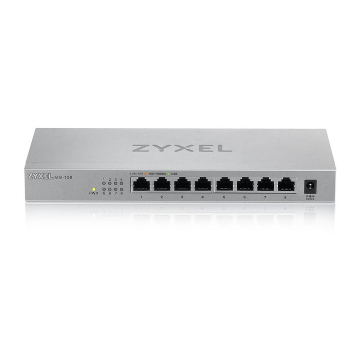 Zyxel MG-108 8 portos asztali multiGigabit Ethernet kapcsoló 2.5G