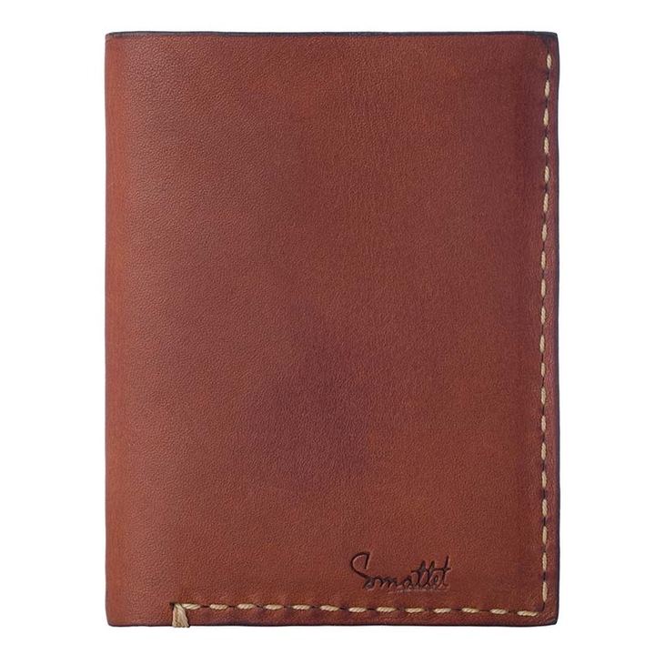 Portofel Smallet pentru barbati din piele naturala, handmade, maro