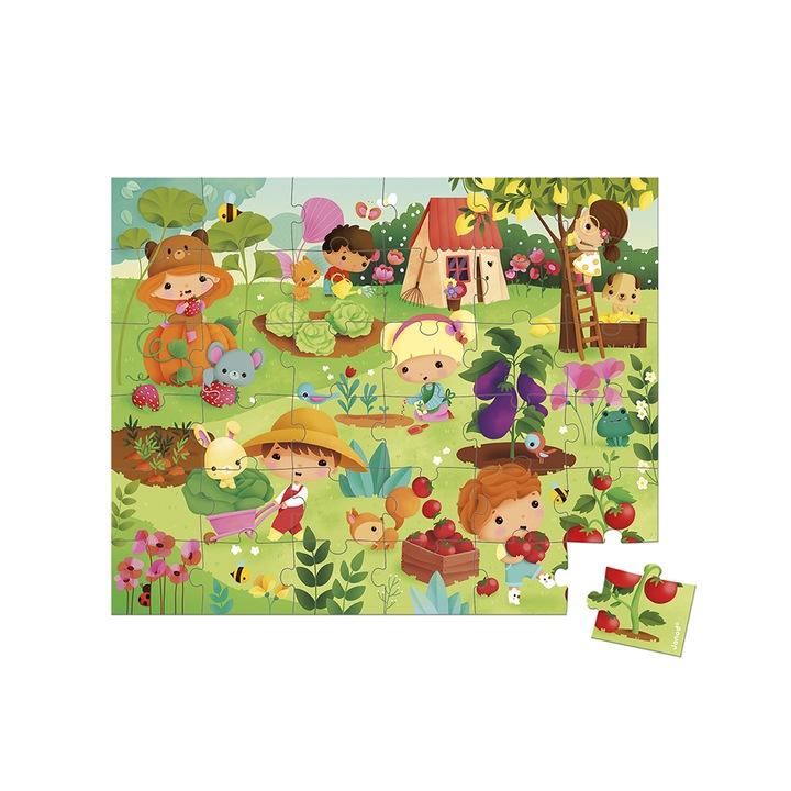 Kerti puzzle, Janod, zacskós dobozzal, 36 db