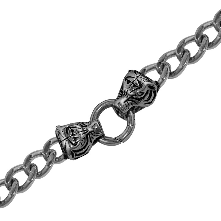 Acél karkötő tigris fej zárral