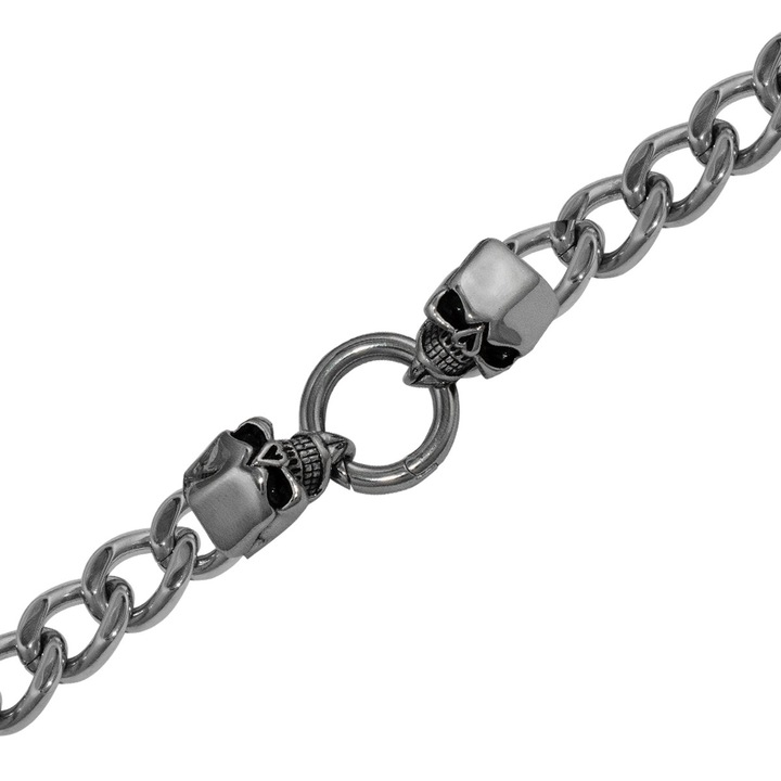 Acél karkötő koponya zárral