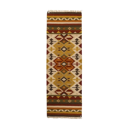 Covor Kilim, Lucrat manual, Bumbac, 200x70cm, Multicolor