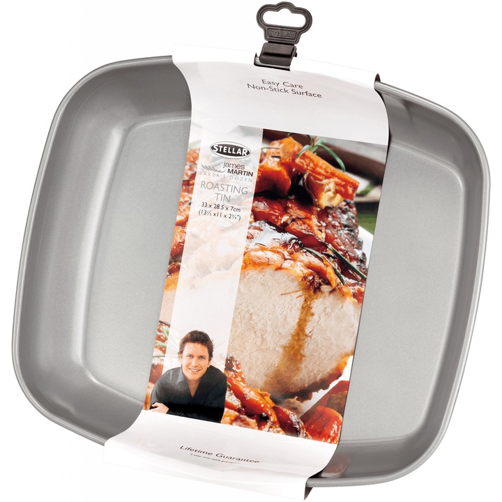 Тава за фурна Stellar James Martin, въглеродна стомана, професионален тефлон, 33 x 28 x 7 cm