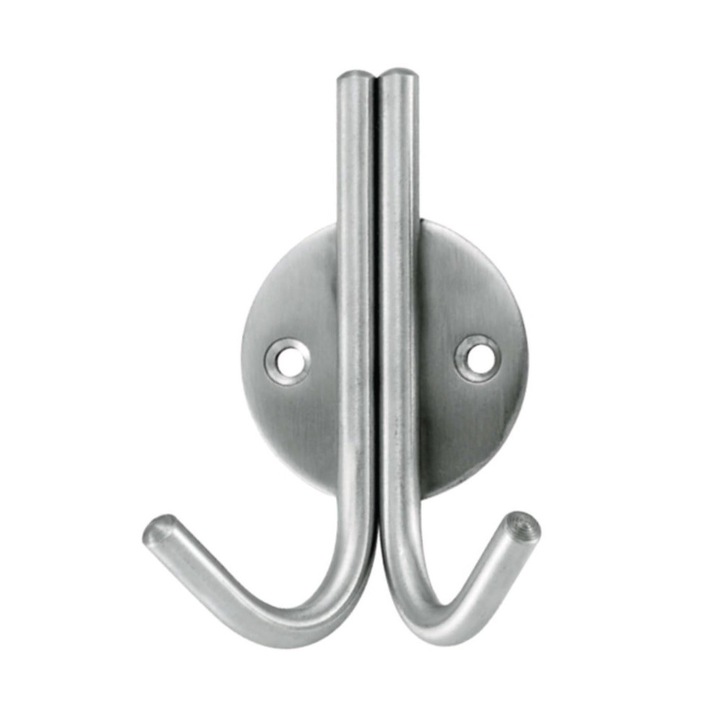 Agatatoare pentru haine STROXX cu baza de prindere rotunda si tije duble scurte de sustinere material inox mat