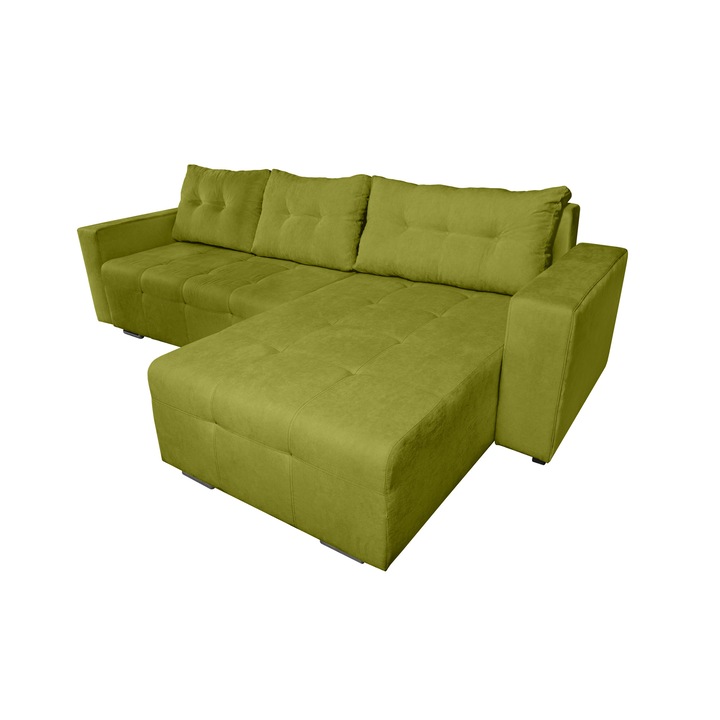Разтегателен диван Venice, Място за съхранение, 287 x 169 x 96 см, Зелен