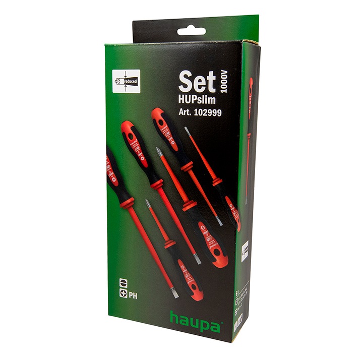 Set surubelnite slim izolate la 1000 V, Haupa, 6 piese