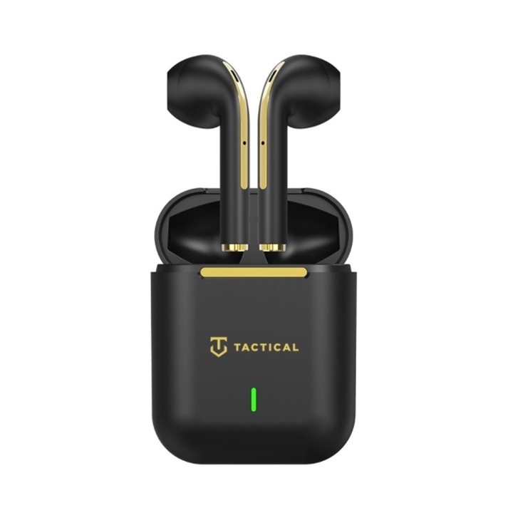TACTICAL Black Hawk Headset - fekete/arany vezeték nélküli stereo headset, töltőtokkal