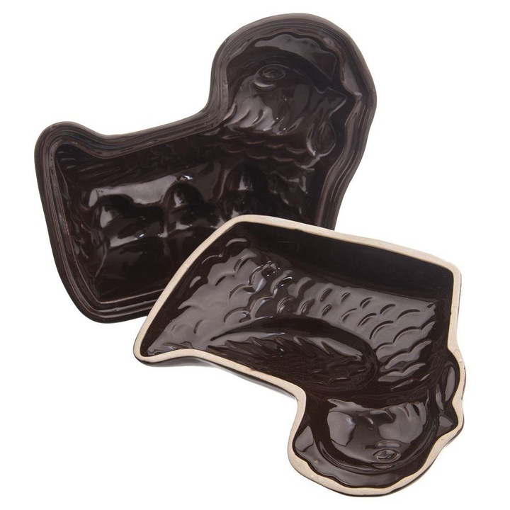 Форма за сладкиш, Пиле, Orion, 2 части, керамика, кафяво