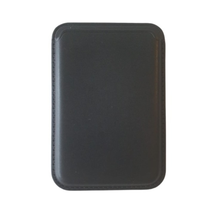 Кожен защитен калъф RiKbo® за iPhone, съвместим с Apple Magsafe Wallet, черен