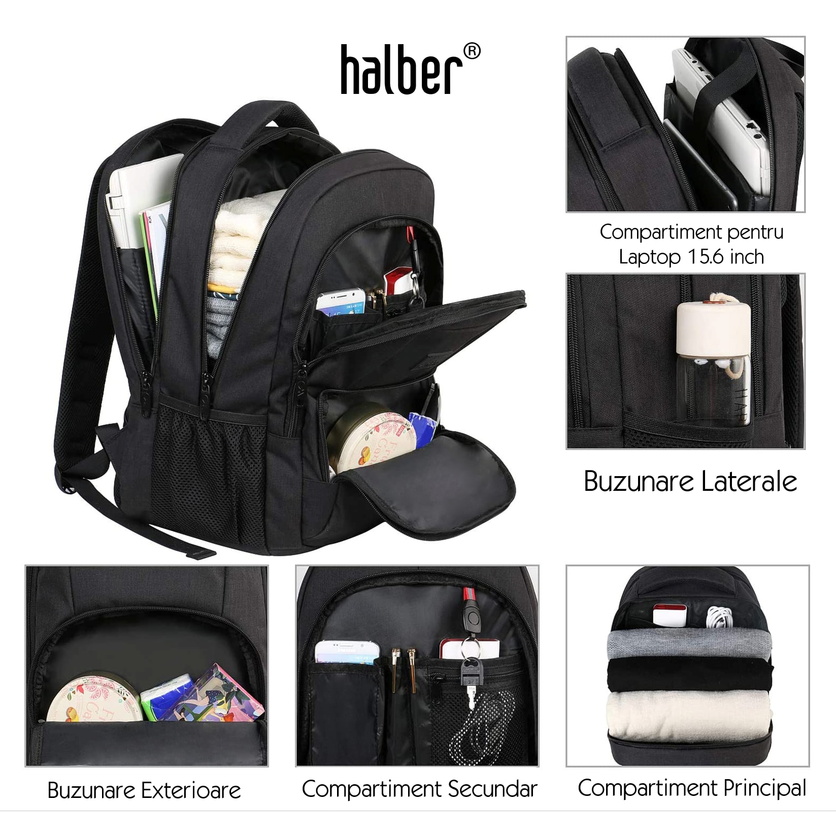 Rucsac Laptop halber Pro MVP, 15.6", Negru