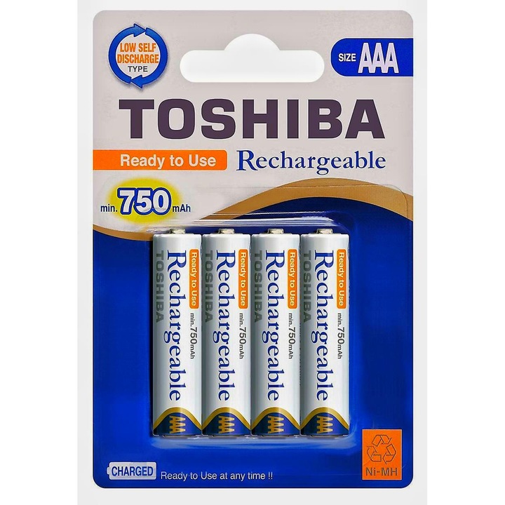 Acumulatori Toshiba AAA 750 mAh, ni-mh, 4 buc