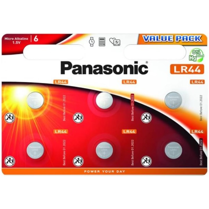 Panasonic Micro Alkaline LR44 / AG13 elem, 6 db