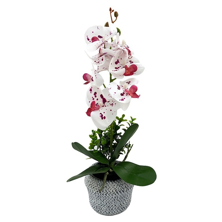 Керамични саксии с пластмасови орхидеи 40см червени