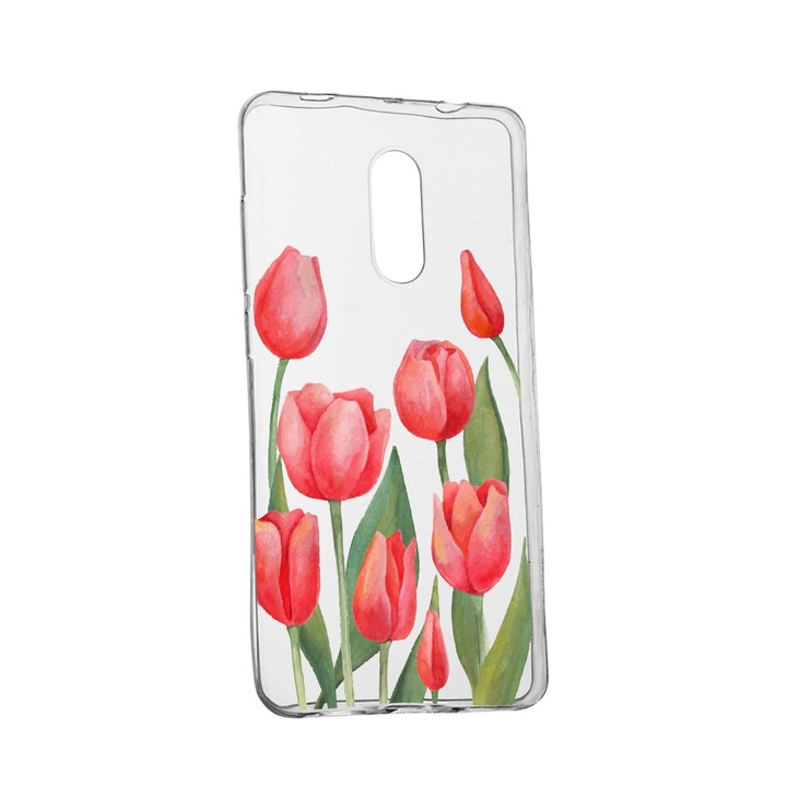 Силиконов калъф Unique за Alcatel 3L, Red Tulips, Transparent TR 633