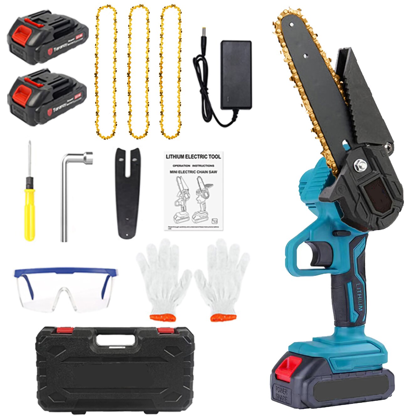 Fierastrau cu lant mini de 4 inci MEROUS, 800 wati, cu baterie de 24V