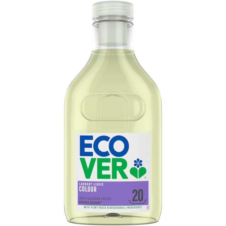 Течен перилен препарат Ecover color ECO Plants, 20 пранета, Ябълка и фрезия, 1л
