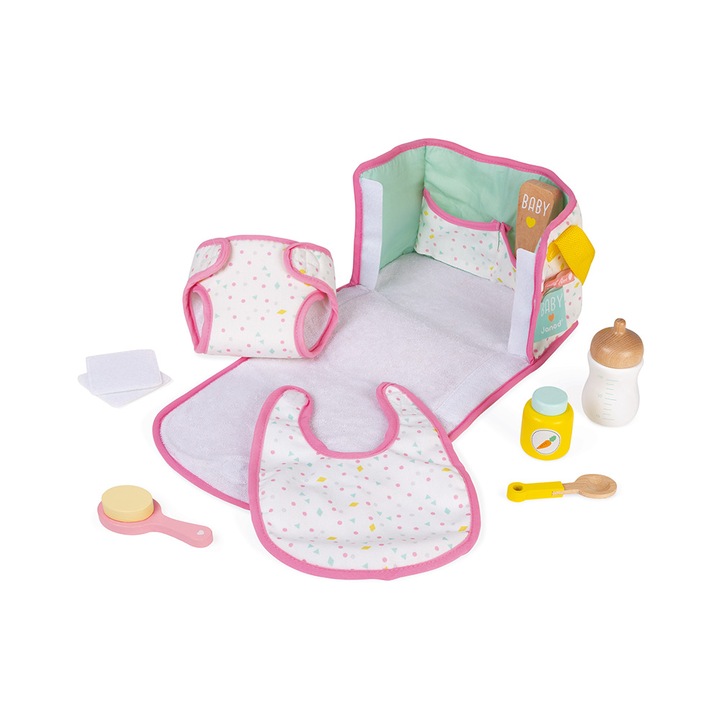 Set pentru schimbat si hranit bebelusi, Janod, 2 ani+