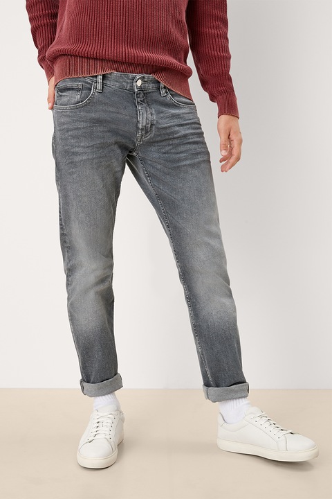 QS, Mosott hatású slim fit farmernadrág, Világosszürke, W34-L32