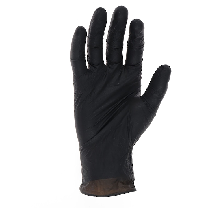 Set 100 bucati Manusi, Nitril, texturate, negre, marimea M