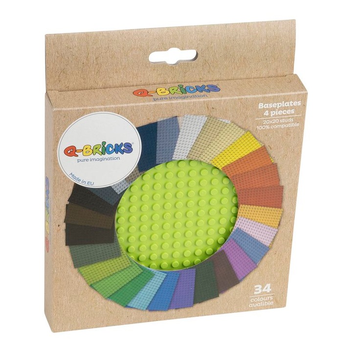 Set 4 placi de constructie Q-Bricks, 20X20, Verde deschis