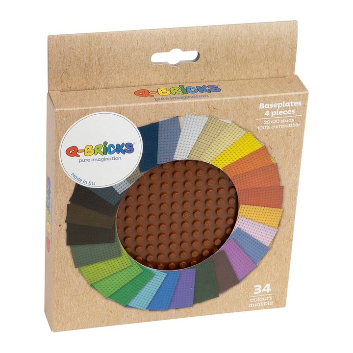 Set 4 placi de constructie Q-Bricks, 20X20, Maro