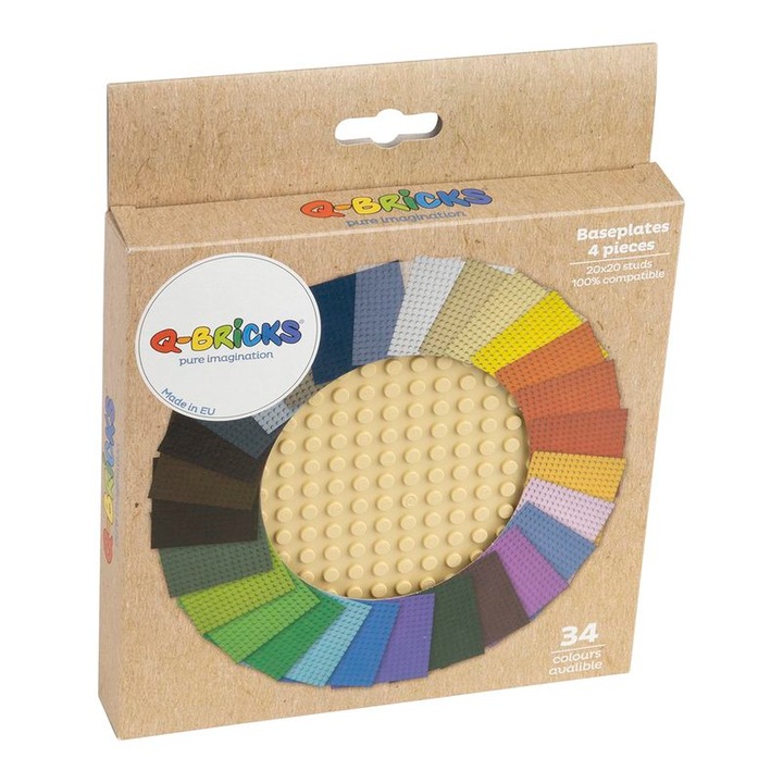 Set 4 placi de constructie Q-Bricks, 20X20, Ivory