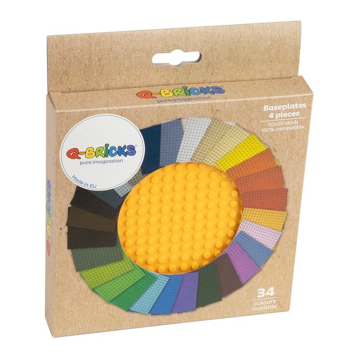 Set 4 placi de constructie Q-Bricks, 20X20, Galben aprins