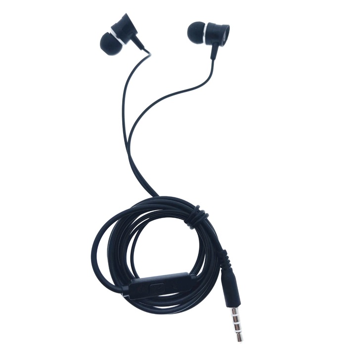Слушалки за поставяне в ушите с микрофон, XO-EP20 86693, 3,5 мм жак тип конектор, управление с кабел, дължина на кабела 115 см, черни