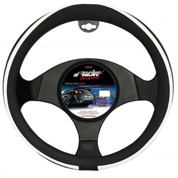 Husa volan universala, marca Simoni Racing, model Black & White Husa volan universala, marca Simoni Racing, model Black & White