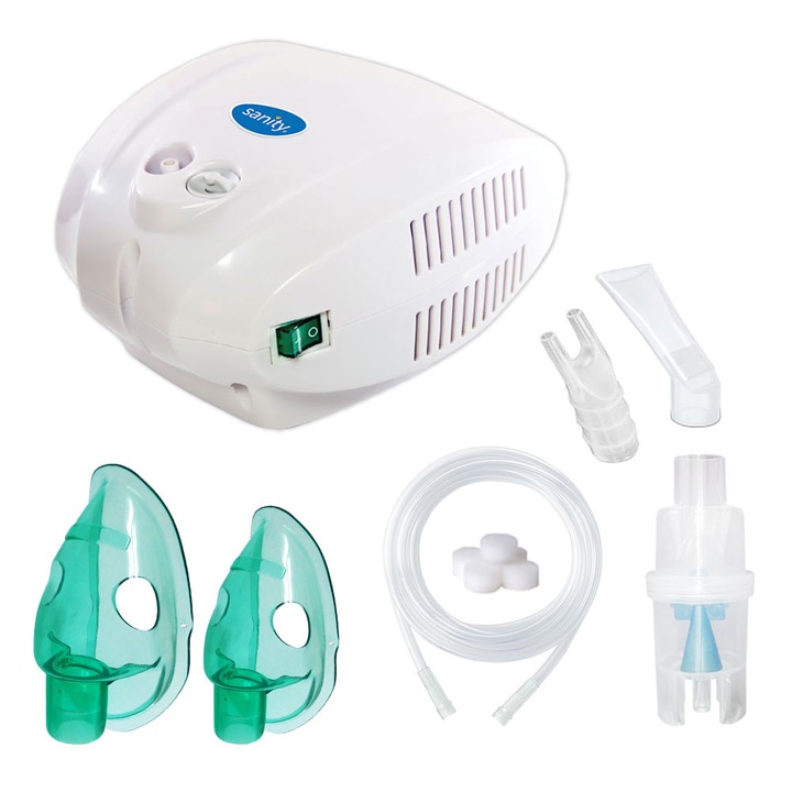 Aparat aerosoli Sanity Alergia Stop, dimensiune particule 3 µm, nebulizator cu compresor, pentru adulti si copii