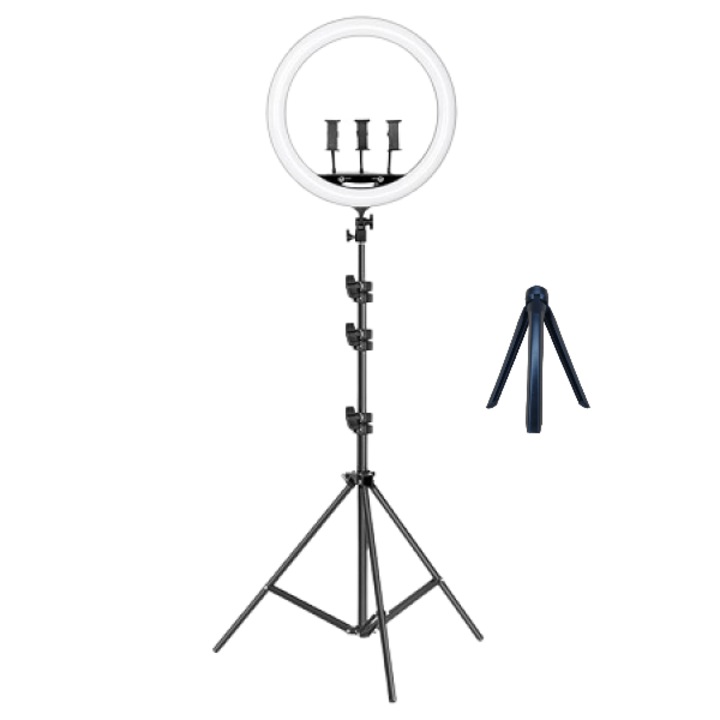 Set accesorii Lampa Circulara cu diametru 46cm/18" inch cu lumina Calda, Rece, Neutra, Conectare usb, Trepied Mare, Mini Trepied, TikTok, Video, Poze, Selling Depot