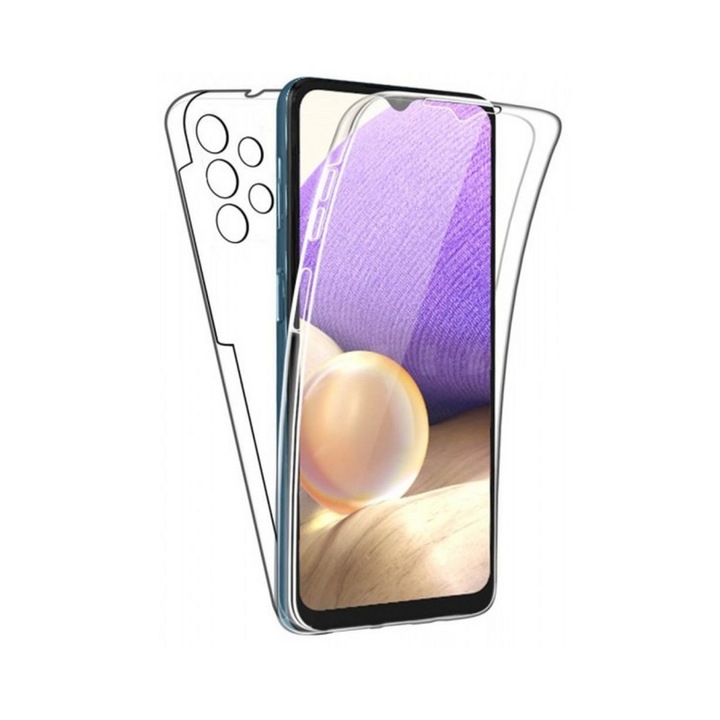 Протектор UPzz, 360 градуса, Съвместим със Samsung Galaxy A53 5G, поликарбонат и силикон, прозрачен