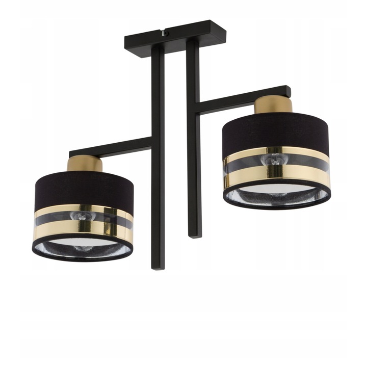 Полилей с 2 източника на светлина, Sigma, Steel, Black/Gold, E27, 36x48 cm