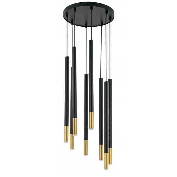 Полилей Sopel Duecu 8 източника на светлина, Sigma, стомана, черно/злато, G9, 100x30 см