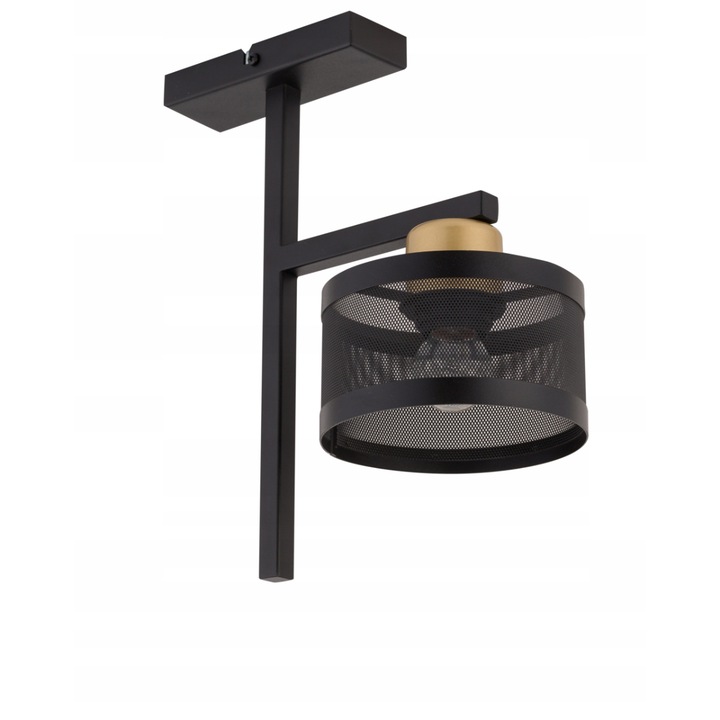 Lustra Off cu 1 sursa de lumina, Sigma, Otel, Negru/Auriu, E27, 32x28 cm