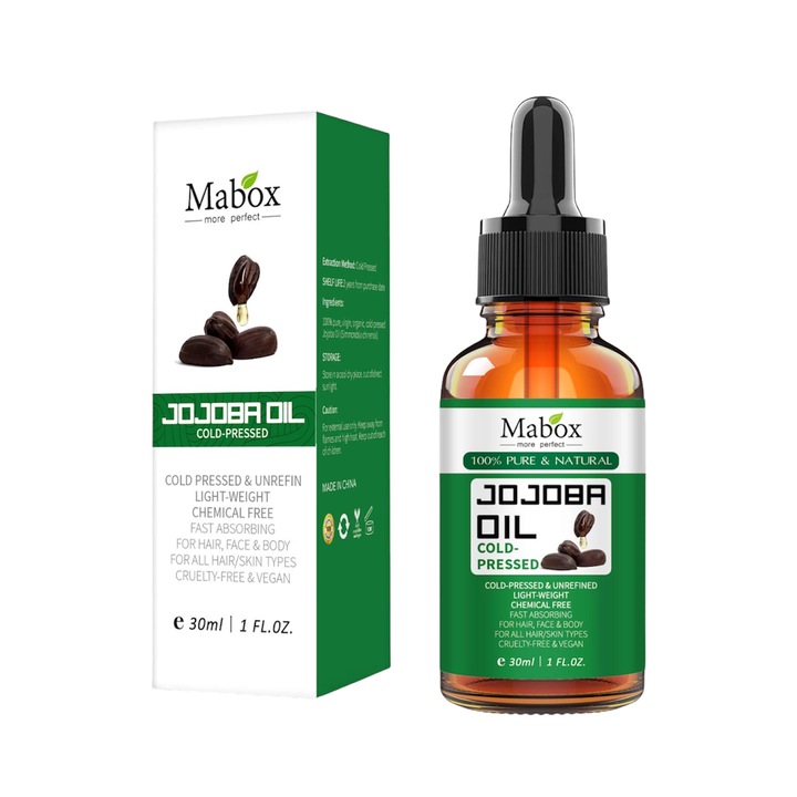 Mabox Jojoba olaj, bio, 100% tisztaságú, hidegen sajtolt, 30 ml