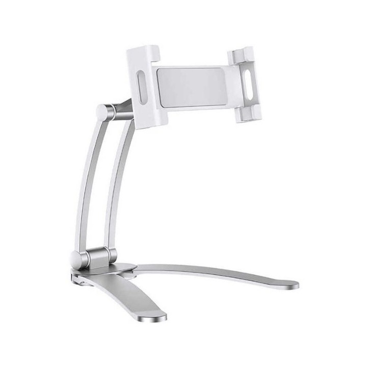 Suport telefon mobil/tableta, Birou / Perete, 360º, 26 cm, Alb