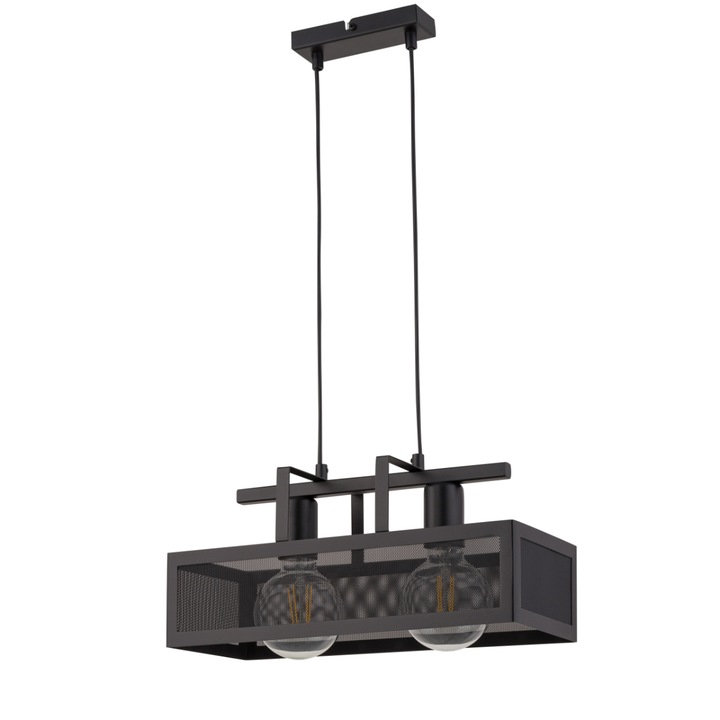 Lustra Albert cu 2 surse de lumina, Sigma, Otel, Negru, E27, 80x40 cm