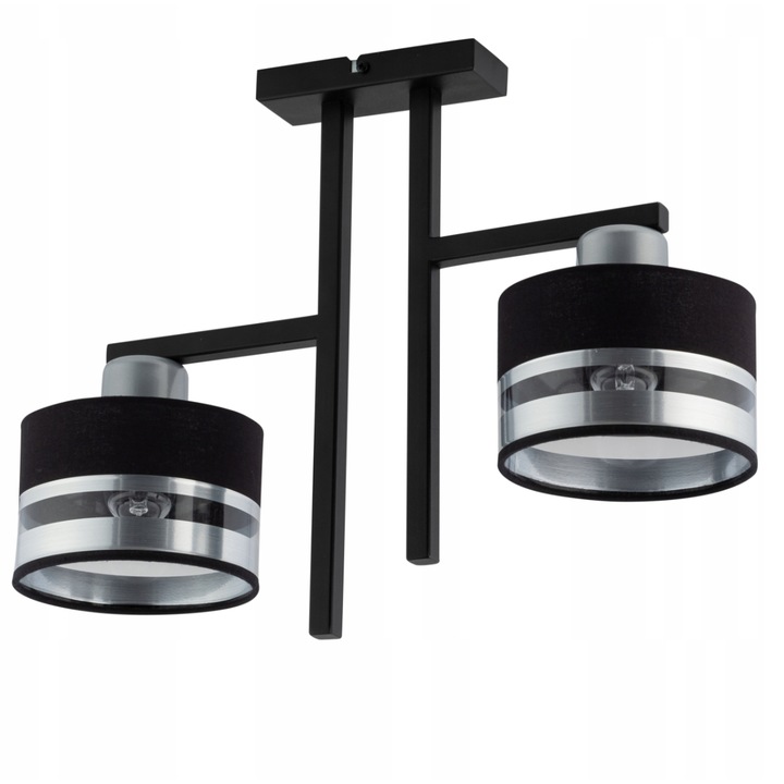 Полилей с 2 източника на светлина Sigma, Стомана, Черен / Сребрист, E27, 36x48 cm