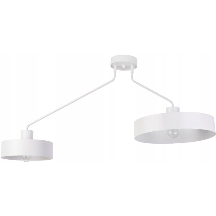 Джъмбо полилей с 2 източника на светлина, Sigma, стомана, бял, E27, 104x54 см