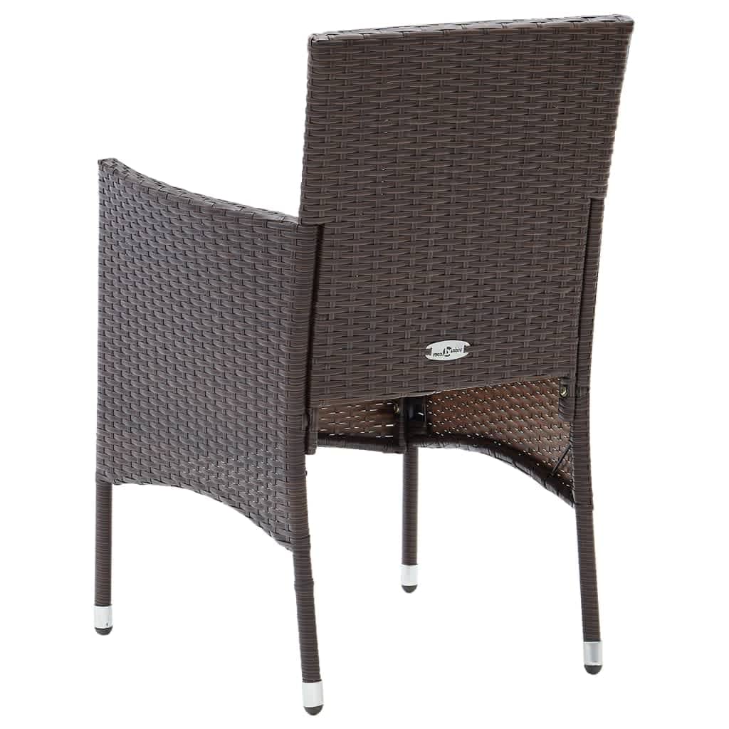 Refrain gossip Evaluation Set mobilier de gradina cu masa blat sticla si 6 scaune cu perne vidaXL,  Poliratan, 150 x 90 x 74 cm, Maro/Negru, 56.4 kg - eMAG.ro