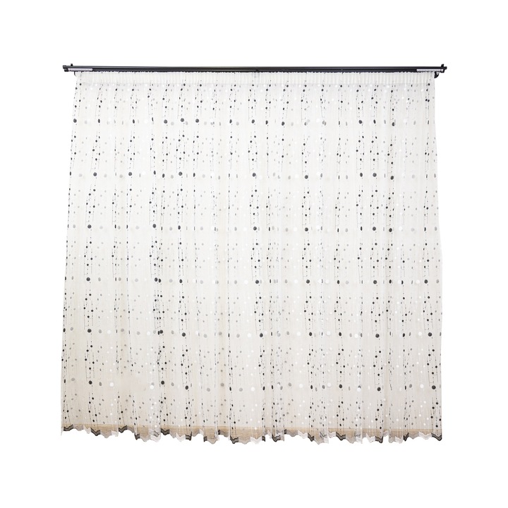 Перде за еднократна употреба, бродирано Hiko Black Dots 200x245см, с тръстика