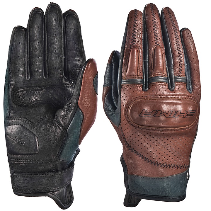 Manusi moto dama Shima caliber, piele naturala, maro, S